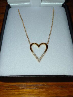 New Belk & Co. Lab Created White Sapphire Heart Necklace